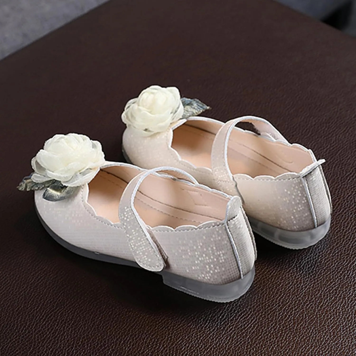 Toddler/Little Girls Flower Mary Jane Ballerina Flats Shoes Slip-on Open Toe Cute School Party Dress Sandals