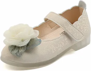 Toddler/Little Girls Flower Mary Jane Ballerina Flats Shoes Slip-on Open Toe Cute School Party Dress Sandals