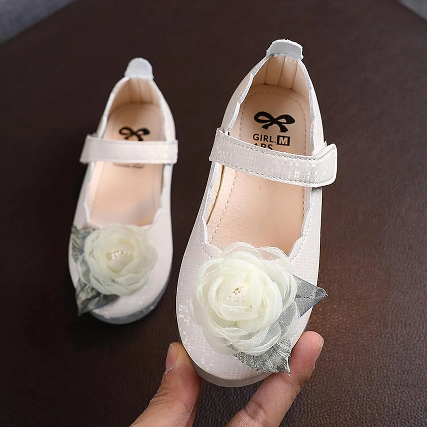 Toddler/Little Girls Flower Mary Jane Ballerina Flats Shoes Slip-on Open Toe Cute School Party Dress Sandals