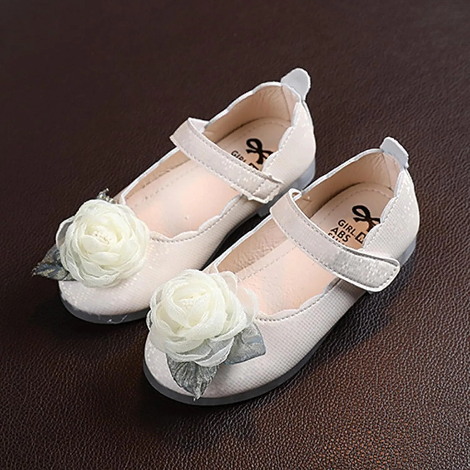 Toddler/Little Girls Flower Mary Jane Ballerina Flats Shoes Slip-on Open Toe Cute School Party Dress Sandals