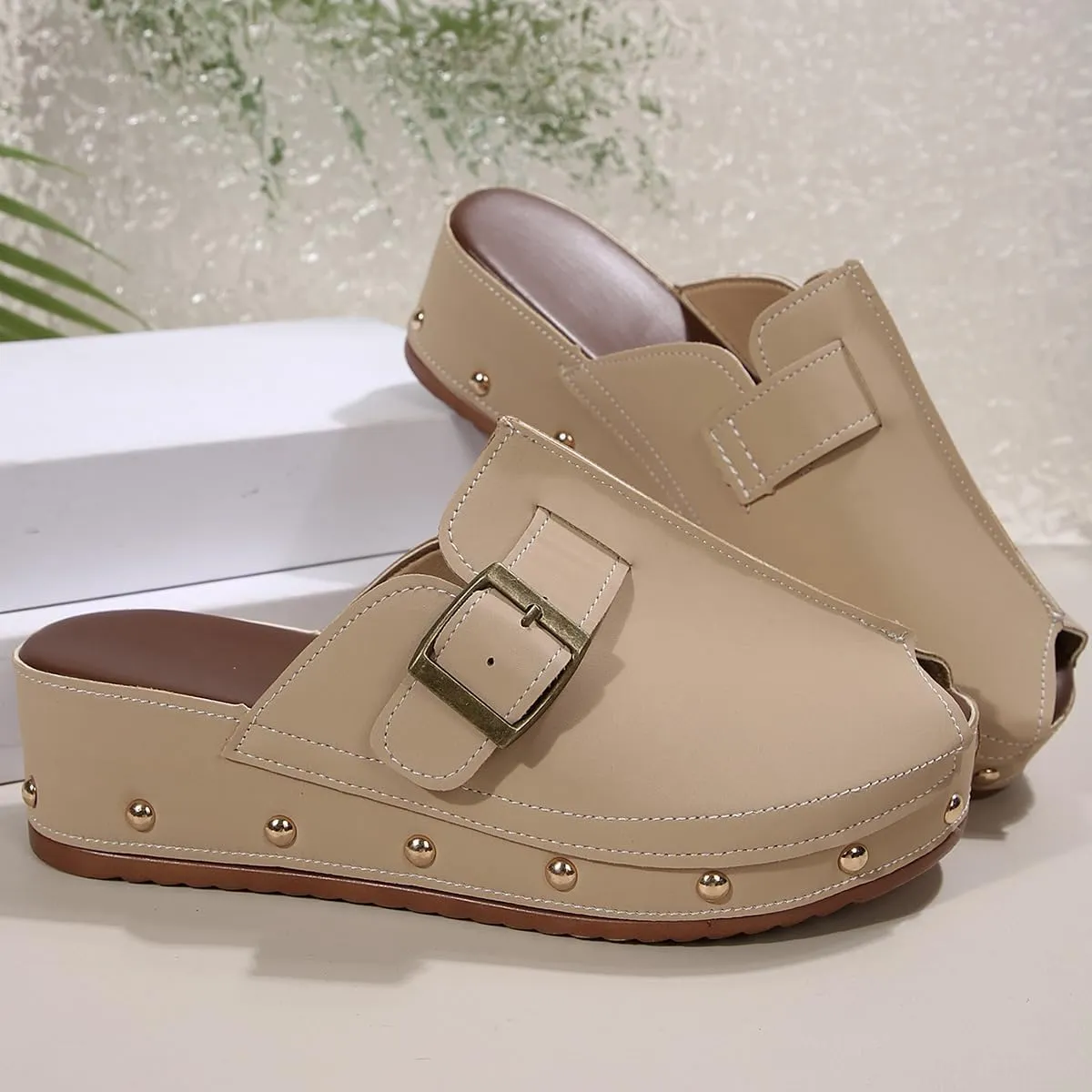 UOQAPRE Wedge Platform Sandals for Women Open Toe Slip On Sandals Womens Lightweight Sandals Shoes Summer Beach Sandals
