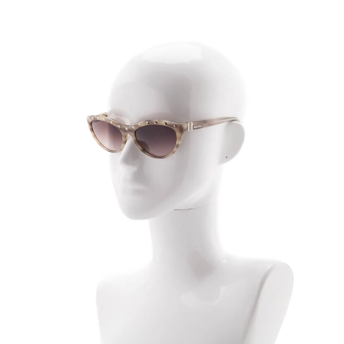 Valentino Beige Tortoise Rockstud Sunglasses