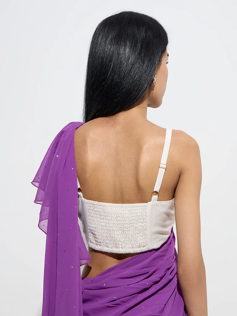 Vark Off-White Floral Embroidered Ethnic Blouse