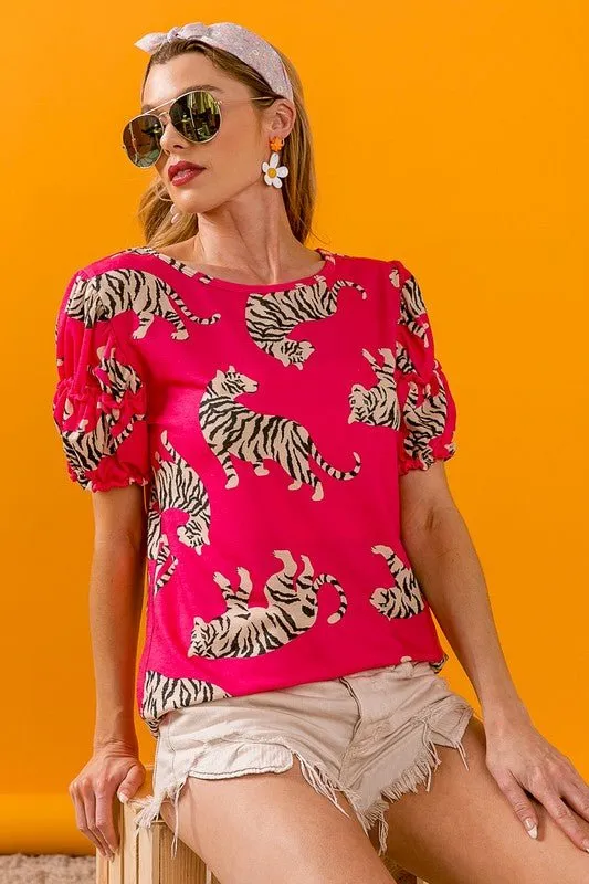 Vibrant Pink Tiger Tee