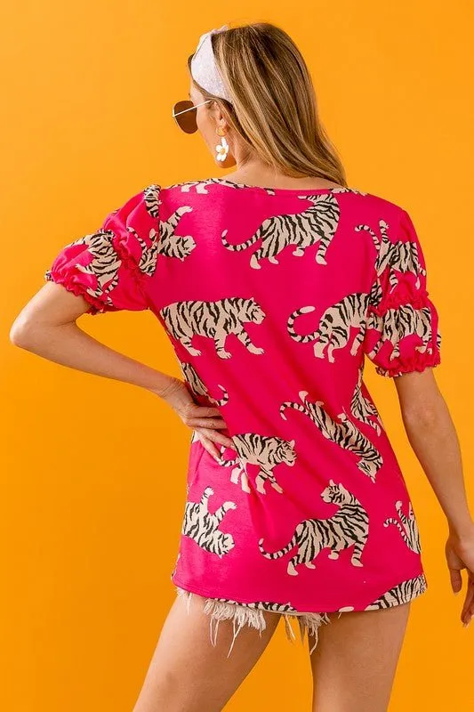 Vibrant Pink Tiger Tee