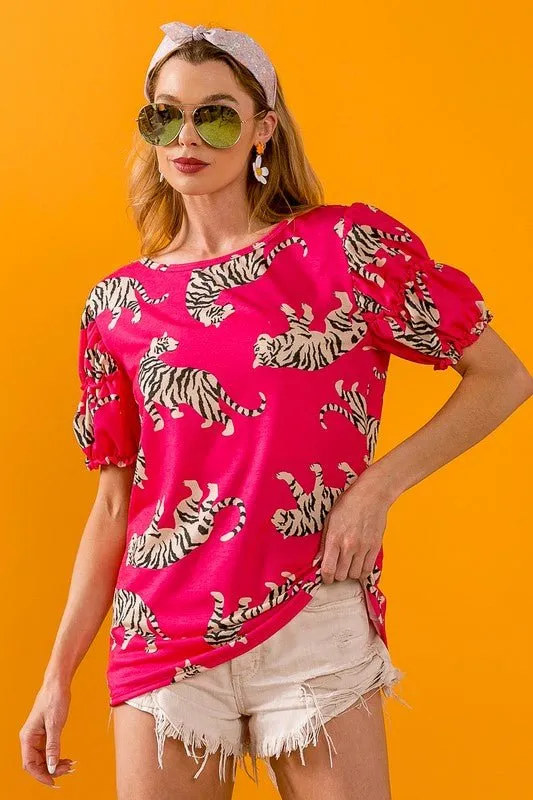 Vibrant Pink Tiger Tee