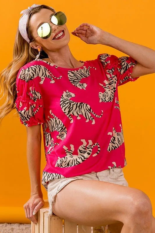 Vibrant Pink Tiger Tee