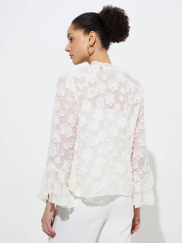 Wardrobe Off-White Floral Applique Top with Camisole