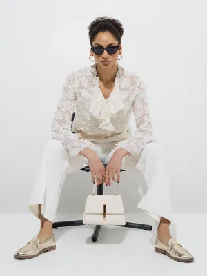 Wardrobe Off-White Floral Applique Top with Camisole