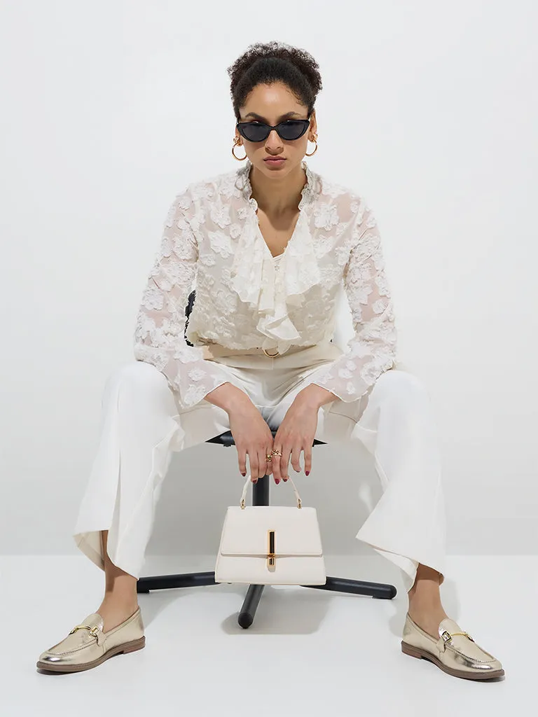 Wardrobe Off-White Floral Applique Top with Camisole