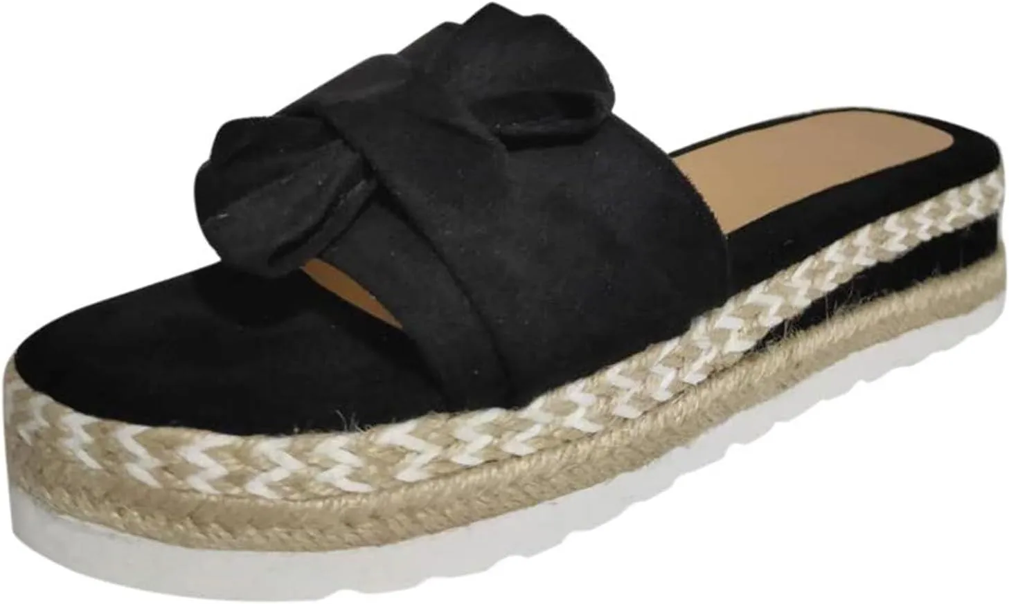 Wedge Sandals for Women Summer Cool Slip-on Bowknot Slides Espadrille Sandals Fashion Bohemian Platform Espadrilles Slip On Sandals Lightweight Breathable Walking Shoes Outdoor Shoes