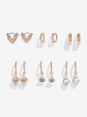 Westside Accessories Gold Charm Earrings Set - Pack of 6