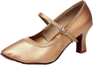 Women's 7cm Heel High Modern Dance Shoes Indoor Dance Shoes Ballroom Dance Square Dance Shoes National Standard Dance Shoes Sandals for Women (Brown, 6.5)