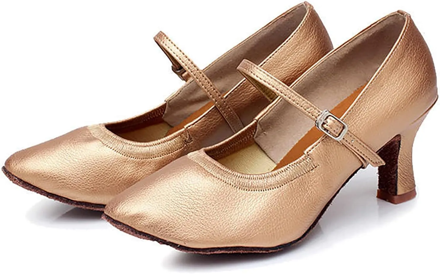Women's 7cm Heel High Modern Dance Shoes Indoor Dance Shoes Ballroom Dance Square Dance Shoes National Standard Dance Shoes Sandals for Women (Brown, 6.5)