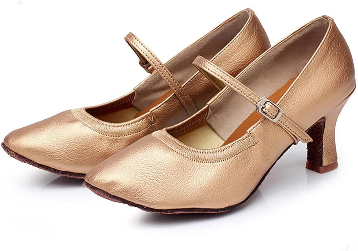 Women's 7cm Heel High Modern Dance Shoes Indoor Dance Shoes Ballroom Dance Square Dance Shoes National Standard Dance Shoes Sandals for Women (Brown, 6.5)