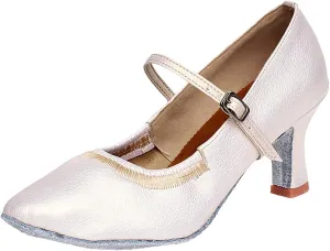 Women's 7cm Heel High Modern Dance Shoes Indoor Dance Shoes Ballroom Dance Square Dance Shoes National Standard Dance Shoes Sandals for Women (White, 7.5)