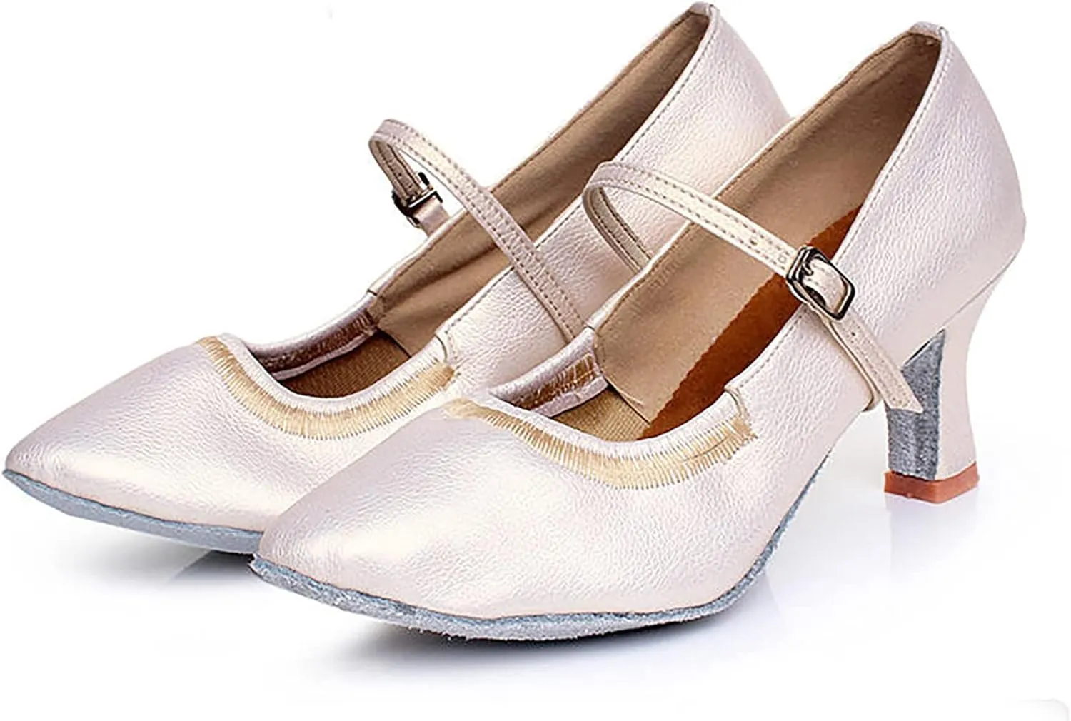 Women's 7cm Heel High Modern Dance Shoes Indoor Dance Shoes Ballroom Dance Square Dance Shoes National Standard Dance Shoes Sandals for Women (White, 7.5)