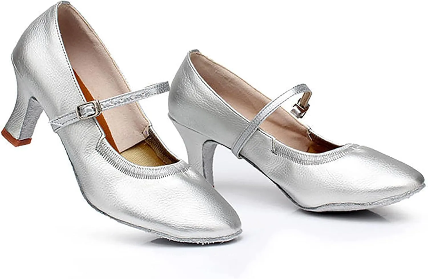Women's 7cm Heel High Modern Dance Shoes Indoor Dance Shoes Ballroom Dance Square Dance Shoes National Standard Dance Shoes Sandals for Women (White, 7.5)