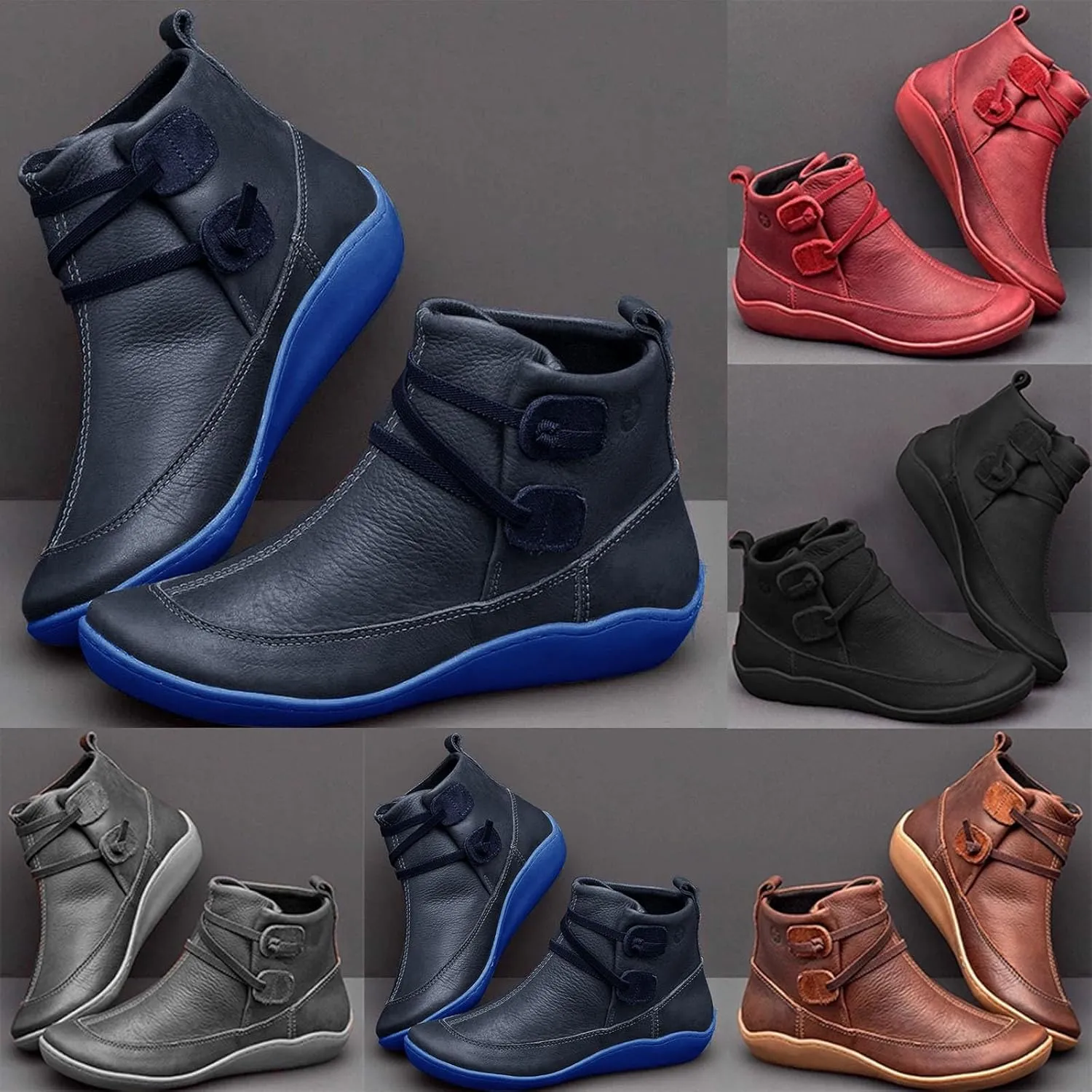 Women's Ankle Boots & Booties Slip On Booties for Women Steel Toe Boots for Women Barefoot Boot Solid Color Comfy Casual Cut Out Chunky Stacked Heel Slip on
