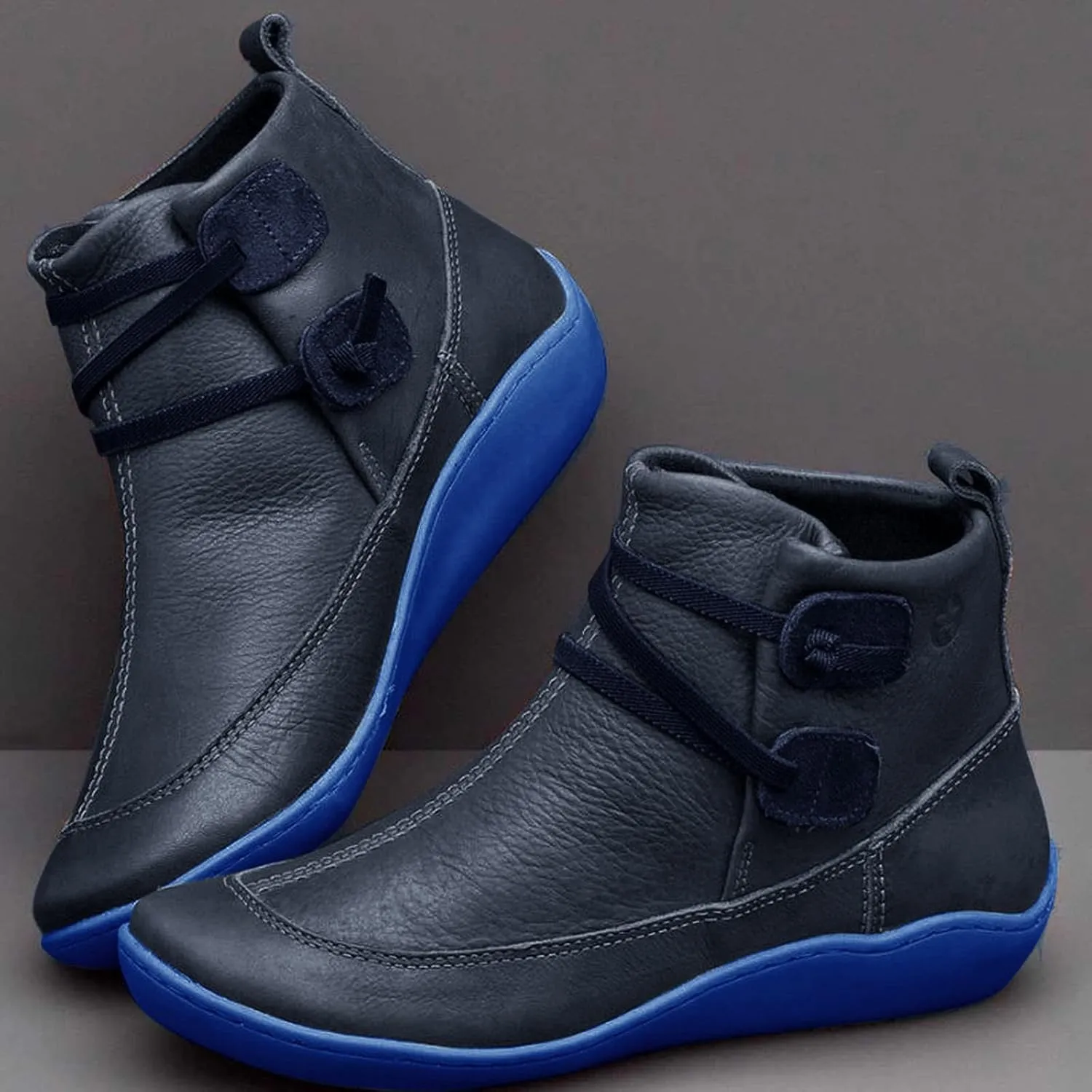 Women's Ankle Boots & Booties Slip On Booties for Women Steel Toe Boots for Women Barefoot Boot Solid Color Comfy Casual Cut Out Chunky Stacked Heel Slip on