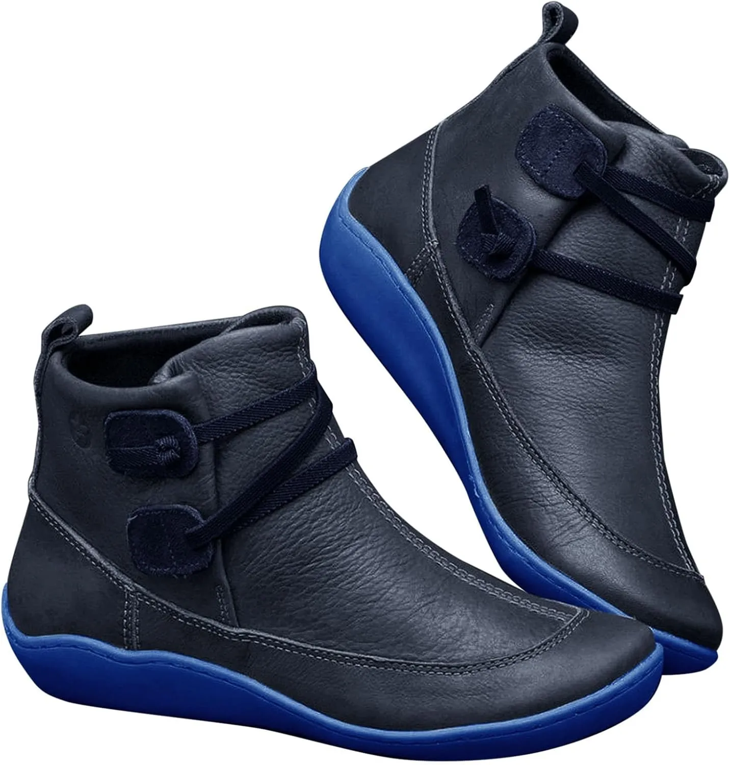 Women's Ankle Boots & Booties Slip On Booties for Women Steel Toe Boots for Women Barefoot Boot Solid Color Comfy Casual Cut Out Chunky Stacked Heel Slip on