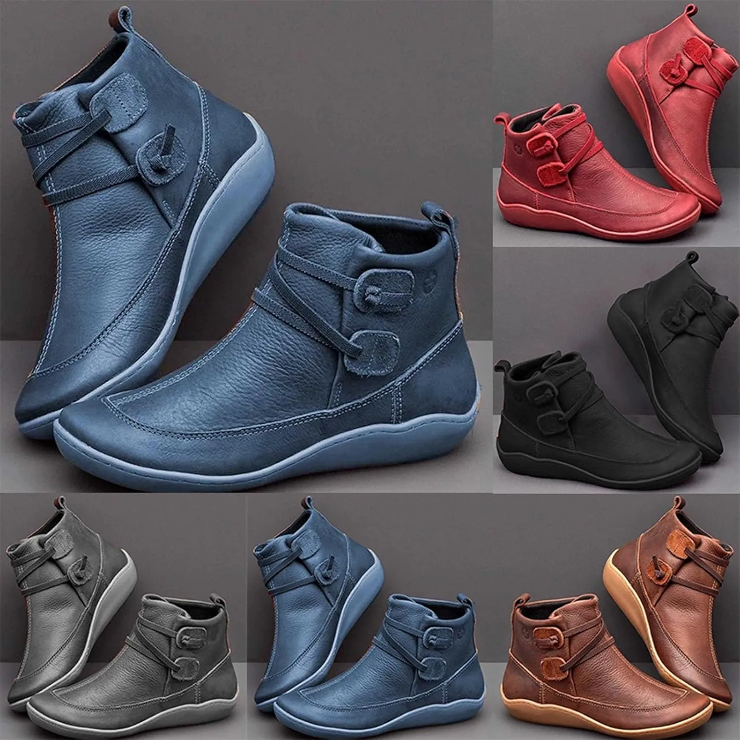 Women's Ankle Boots & Booties Wide Ankle Booties for Women Short Boots for Women Low Heel Hiking Boot Laces Men Cozy Warm Lightweight Slip on Pointed Toe Leather Casual