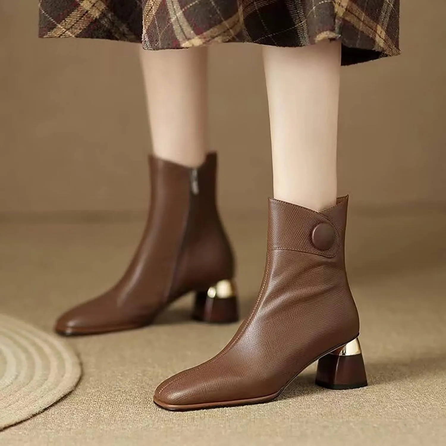 Womens Boots Fall 2024 Ankle Womens Booties with Heel Black Womens Cowboy Boots Womens Bootie with Heel Round Toe Pointed Toe