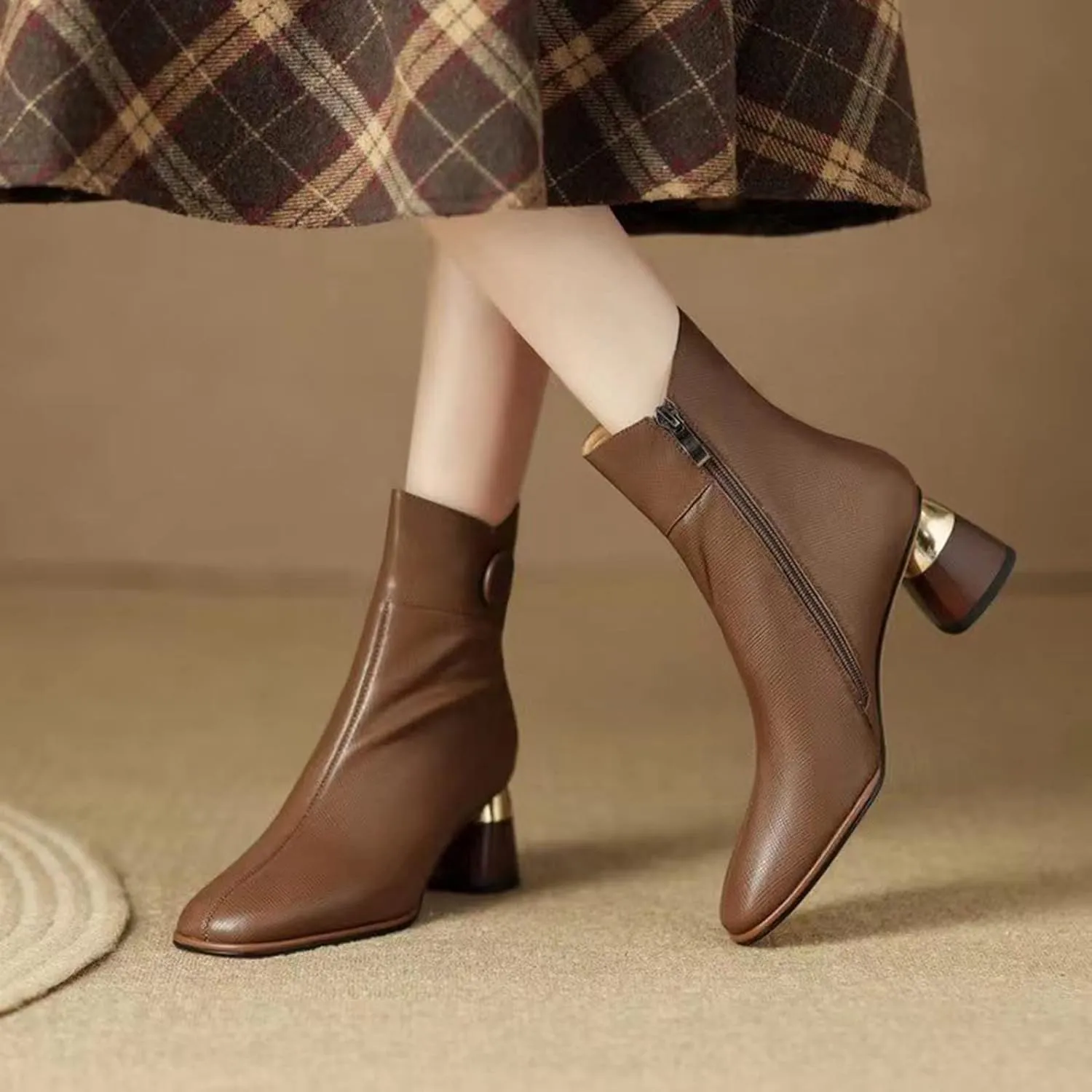 Womens Boots Fall 2024 Ankle Womens Booties with Heel Black Womens Cowboy Boots Womens Bootie with Heel Round Toe Pointed Toe