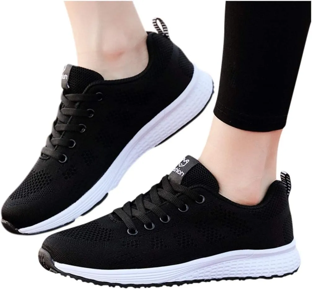 Womens Lace Up Running Shoes Non Slip Walking Shoes Mens Casual Shoes Mesh Ladies Casual Shoes Walking Sneakers Steel Toe Tennis Shoe Trainers Shoe