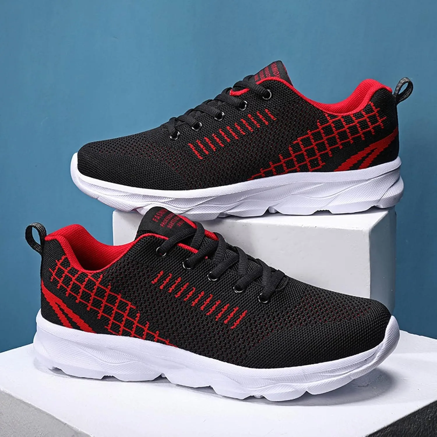 Womens Lace Up Running Shoes Non Slip Walking Shoes Slip On Shoes Women Mesh Ladies Casual Shoes Black Sneakers Red Tennis Shoe Cross Trainer Shoe