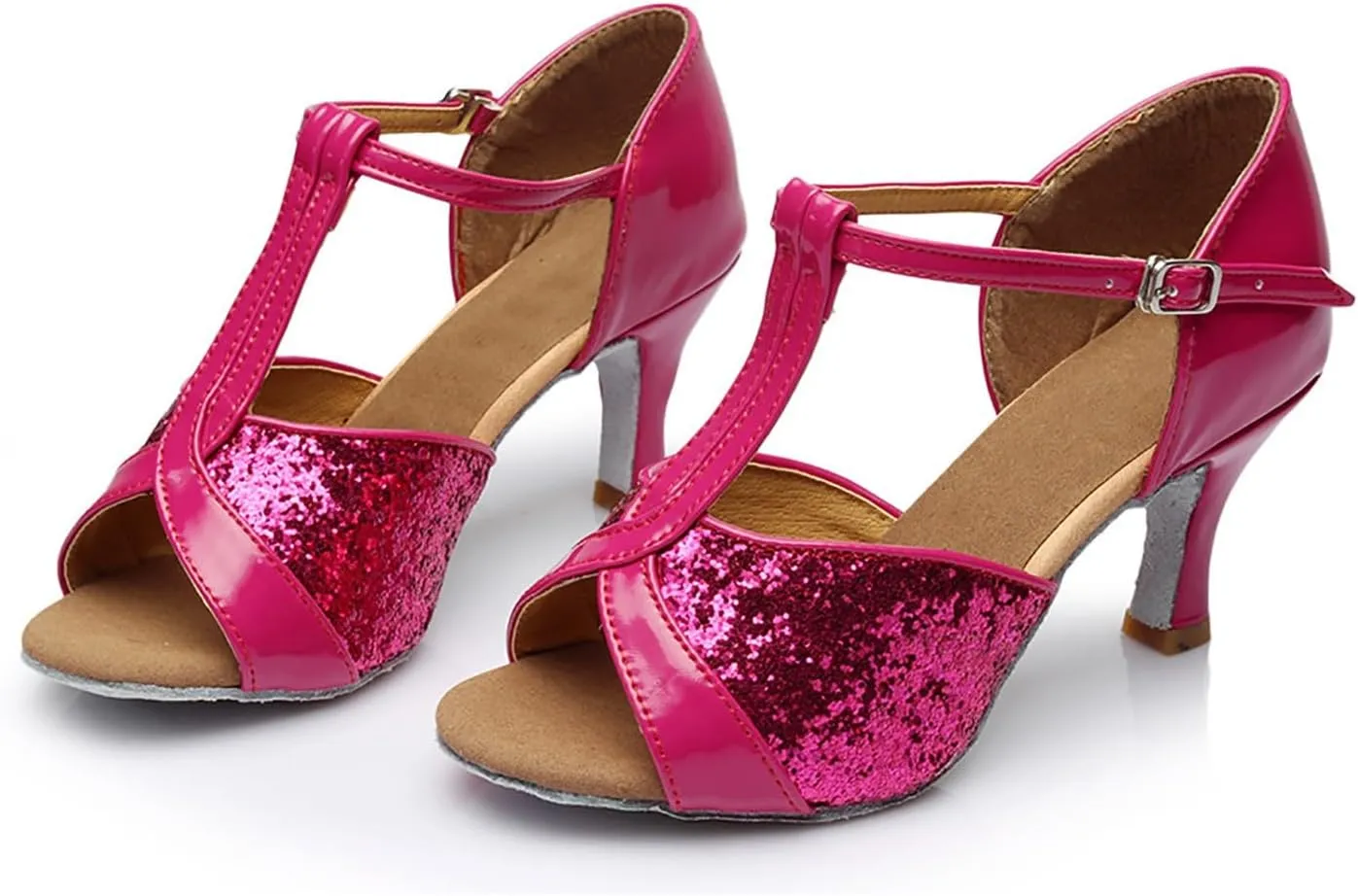 Women's Latin Dance Shoes Ballroom Performance Practice Dancing Shoes High Heels Platform Sandals for Women