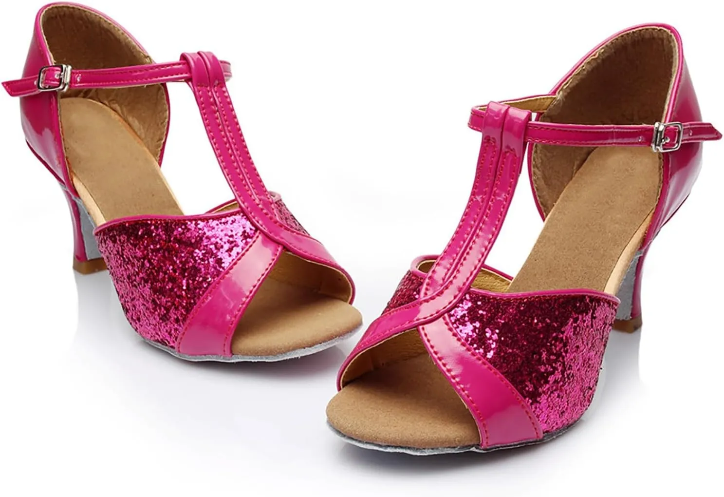Women's Latin Dance Shoes Ballroom Performance Practice Dancing Shoes High Heels Platform Sandals for Women