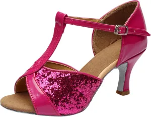 Women's Latin Dance Shoes Ballroom Performance Practice Dancing Shoes High Heels Platform Sandals for Women