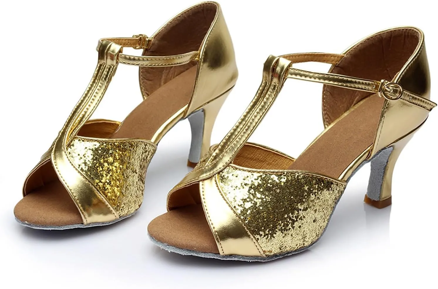 Women's Latin Dance Shoes Ballroom Performance Practice Dancing Shoes High Heels Women Slide Sandals Memory Foam