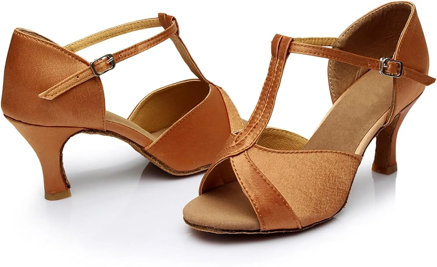 Women's Latin Dance Shoes Ballroom Performance Practice Dancing Shoes High Heels Women Slide Sandals Memory Foam