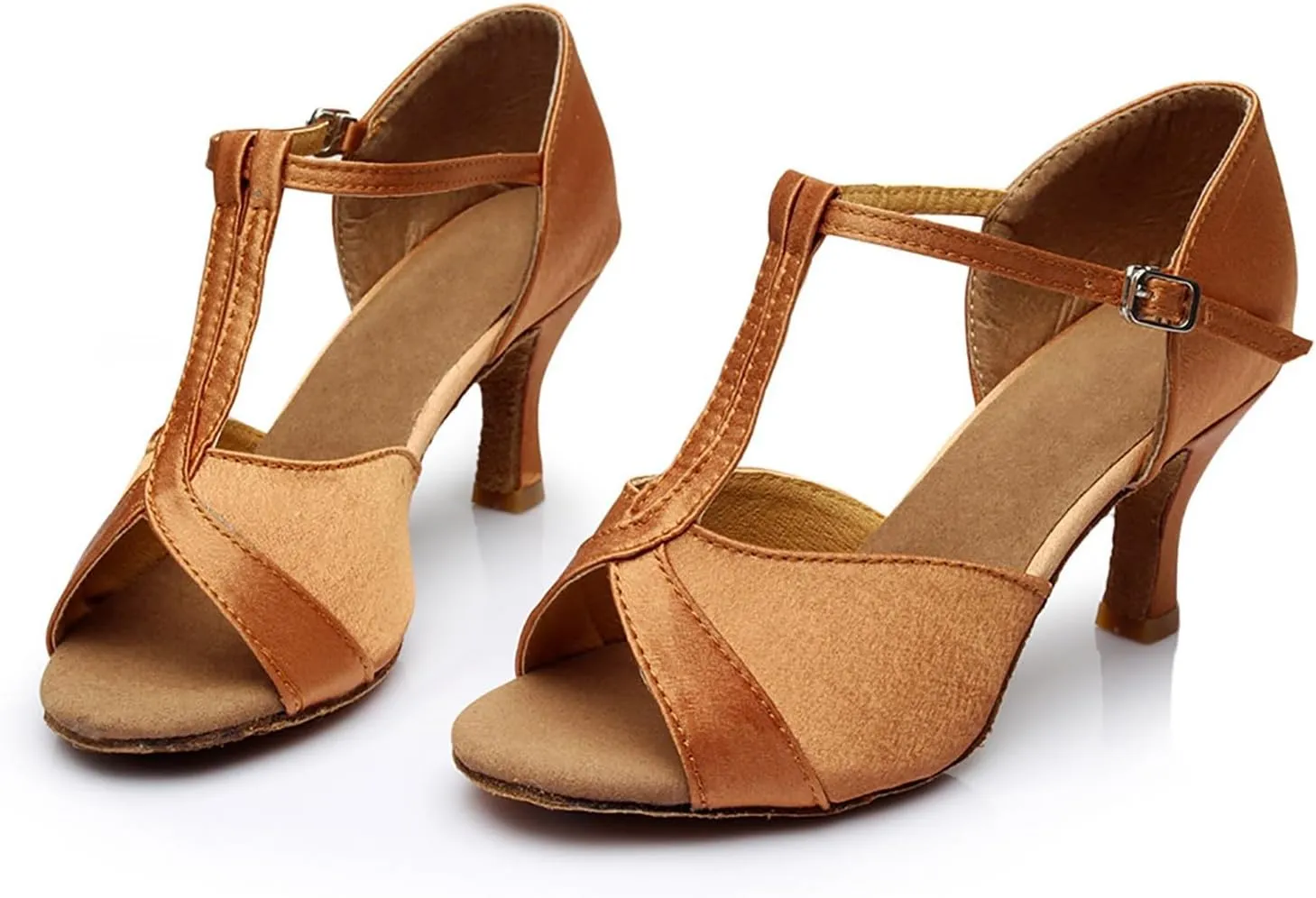 Women's Latin Dance Shoes Ballroom Performance Practice Dancing Shoes High Heels Women Slide Sandals Memory Foam