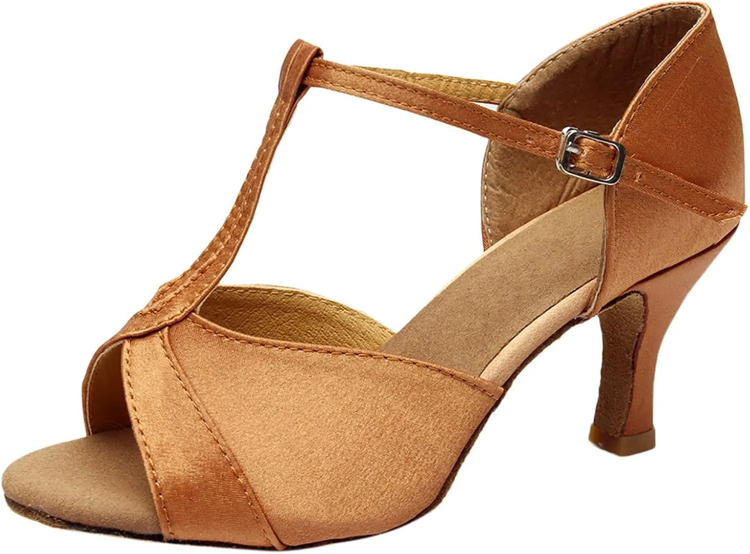 Women's Latin Dance Shoes Ballroom Performance Practice Dancing Shoes High Heels Women Slide Sandals Memory Foam