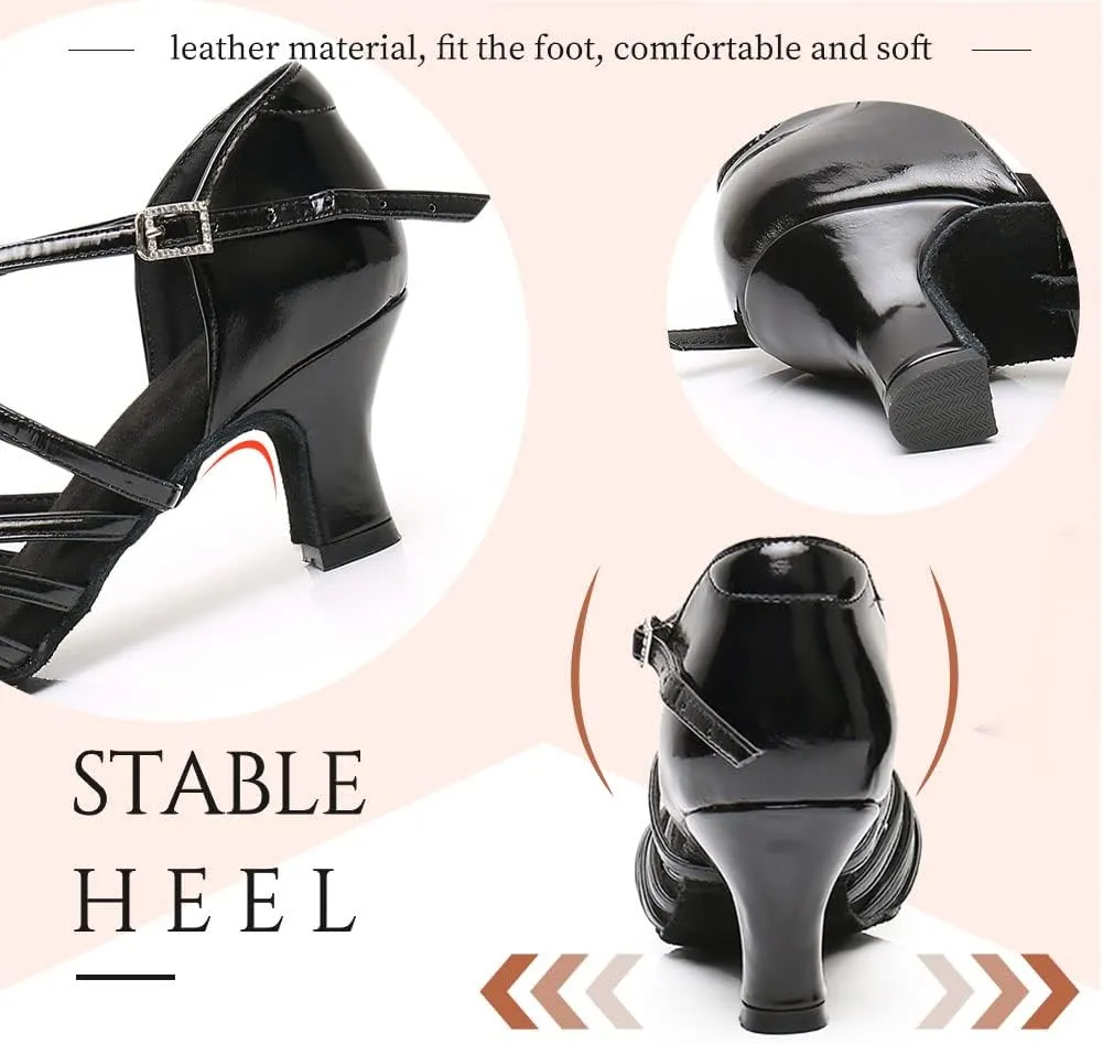 Women's Latin Dance Shoes Satin Professional Ballroom Salsa Practice Performance Dance Heels,Model EM1219