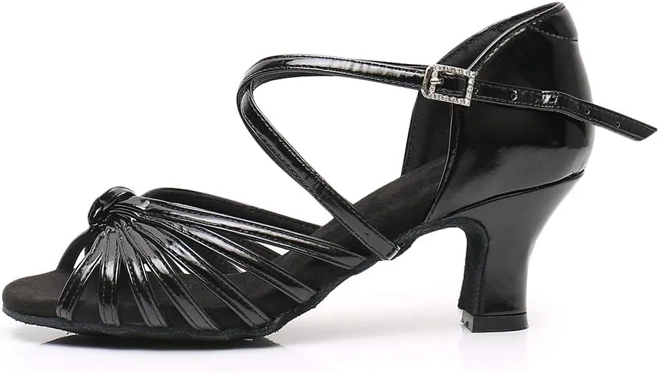 Women's Latin Dance Shoes Satin Professional Ballroom Salsa Practice Performance Dance Heels,Model EM1219