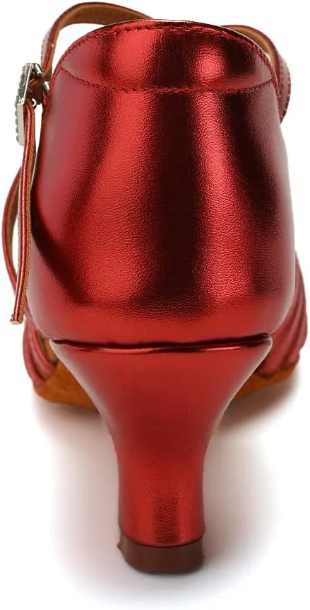Women's Latin Dance Shoes Satin Professional Ballroom Salsa Practice Performance Dance Heels,Model EM1219