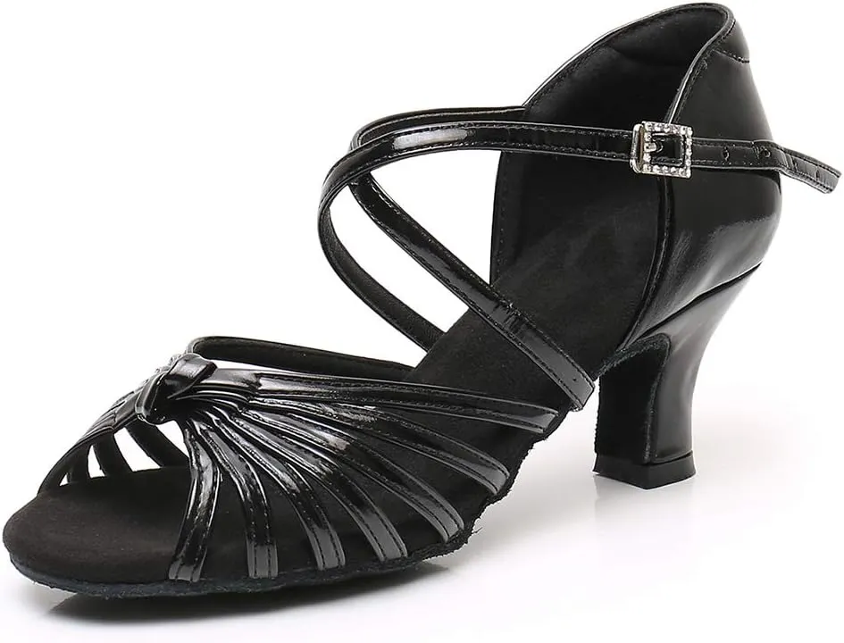 Women's Latin Dance Shoes Satin Professional Ballroom Salsa Practice Performance Dance Heels,Model EM1219