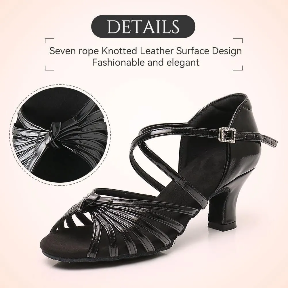 Women's Latin Dance Shoes Satin Professional Ballroom Salsa Practice Performance Dance Heels,Model EM1219