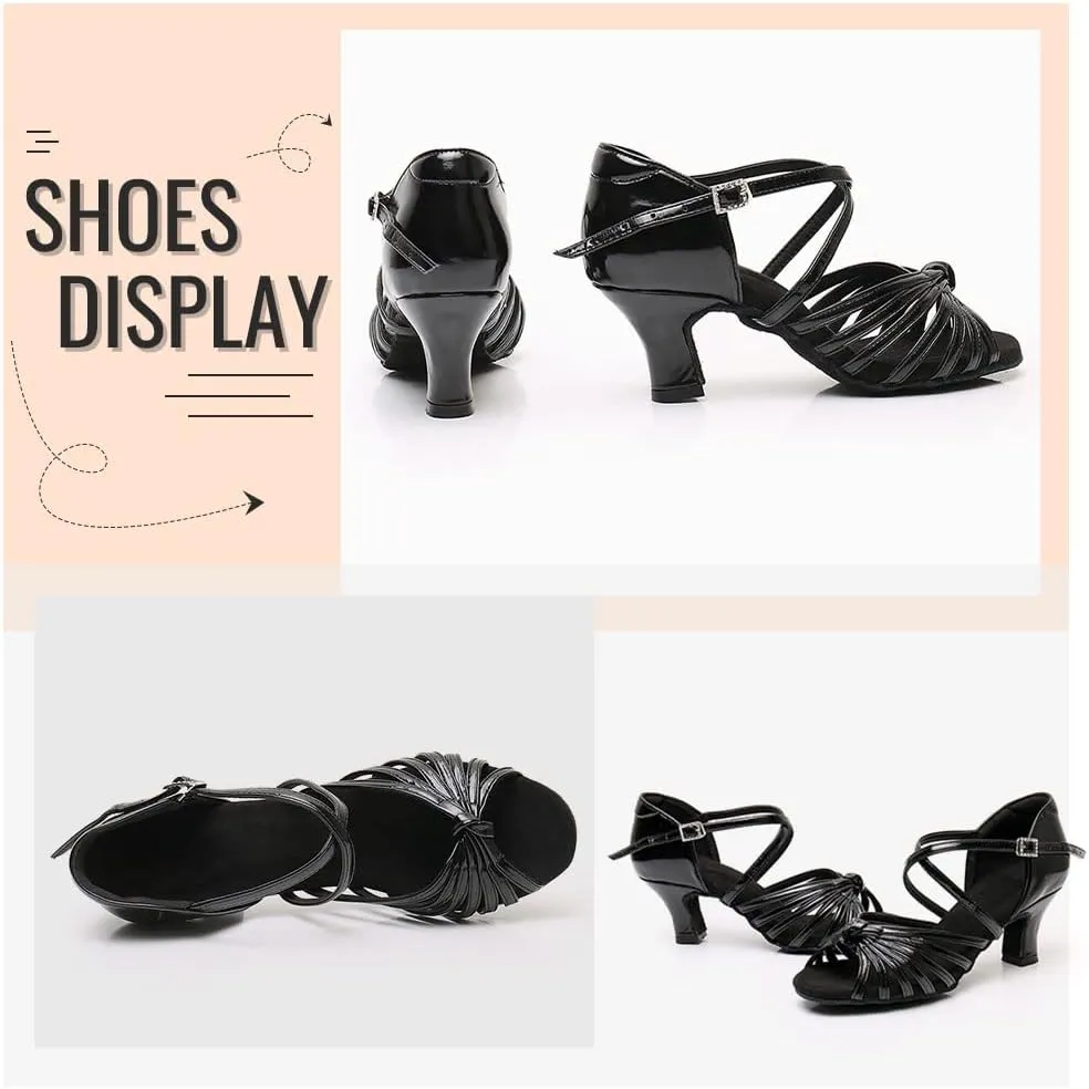 Women's Latin Dance Shoes Satin Professional Ballroom Salsa Practice Performance Dance Heels,Model EM1219