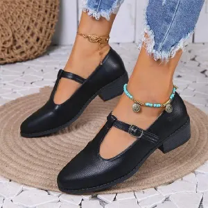 Women's Pointed Toe Shallow Mouth Chunky Heel Pumps 60959895C
