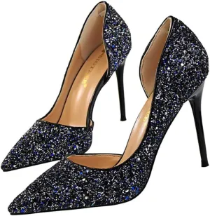 Women's Sexy Pointed Toe Thin Heeled Pumps Fax Suede Slip On Wedding Party Heeled Sandals
