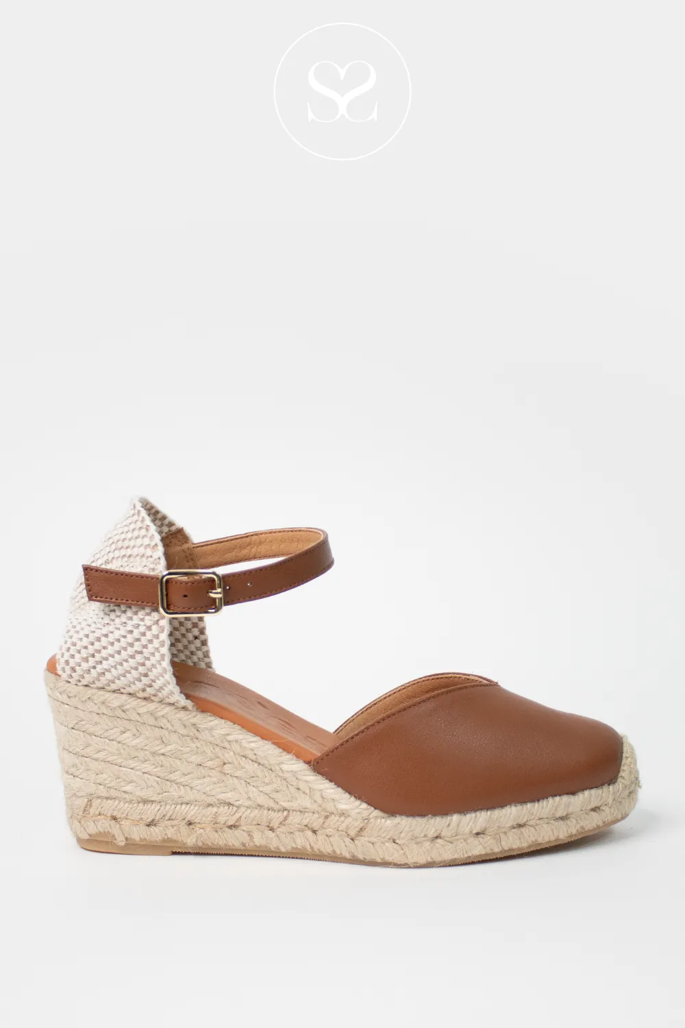 WONDERS YD-SI685 TAN LEATHER/JUTE WEDGE ESPADRILLE SANDALS