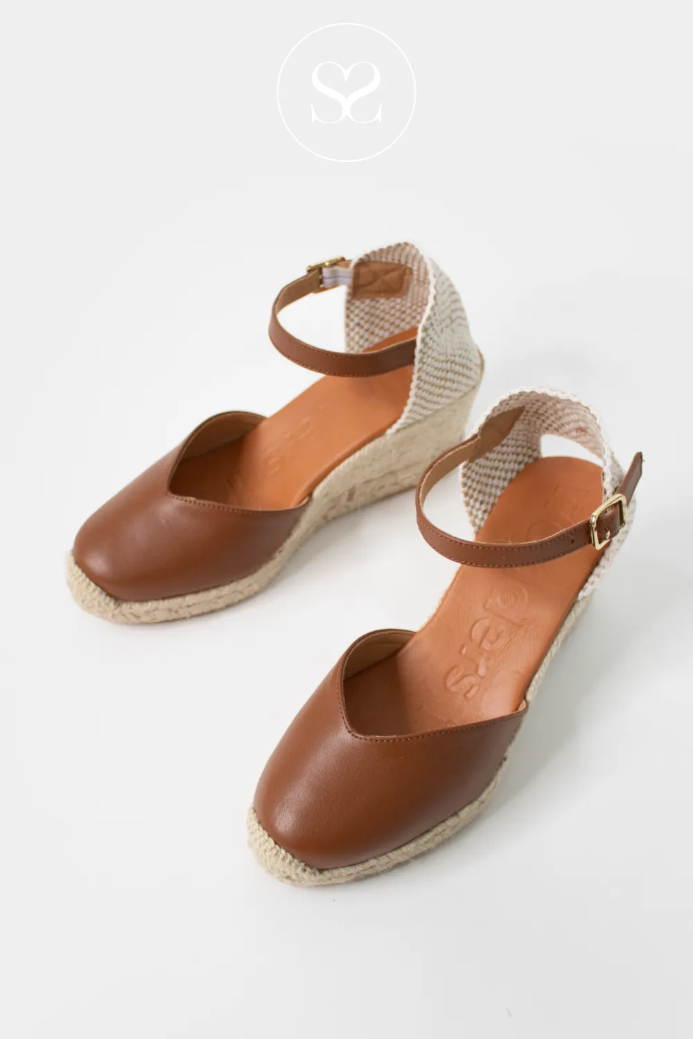 WONDERS YD-SI685 TAN LEATHER/JUTE WEDGE ESPADRILLE SANDALS