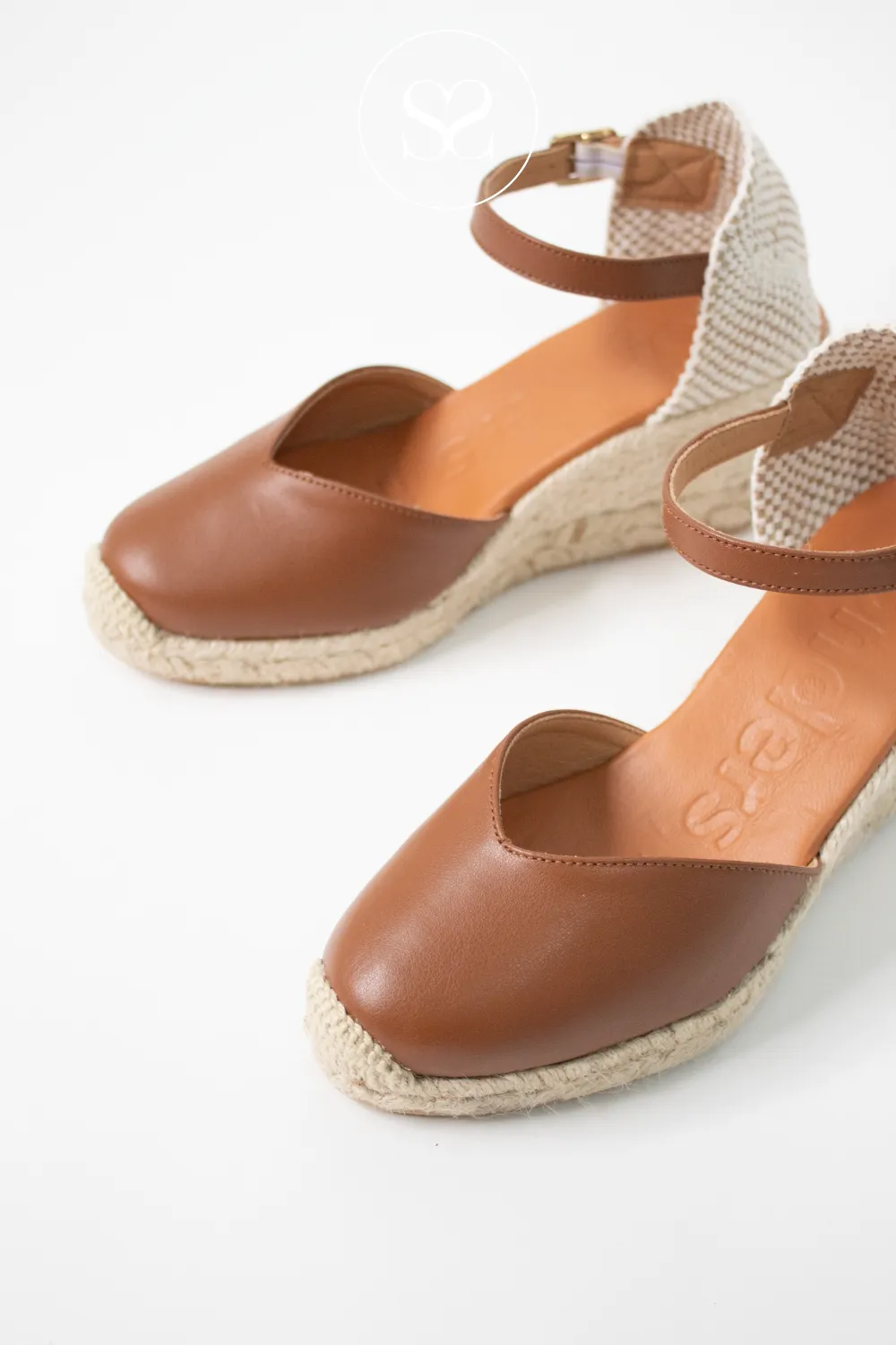WONDERS YD-SI685 TAN LEATHER/JUTE WEDGE ESPADRILLE SANDALS