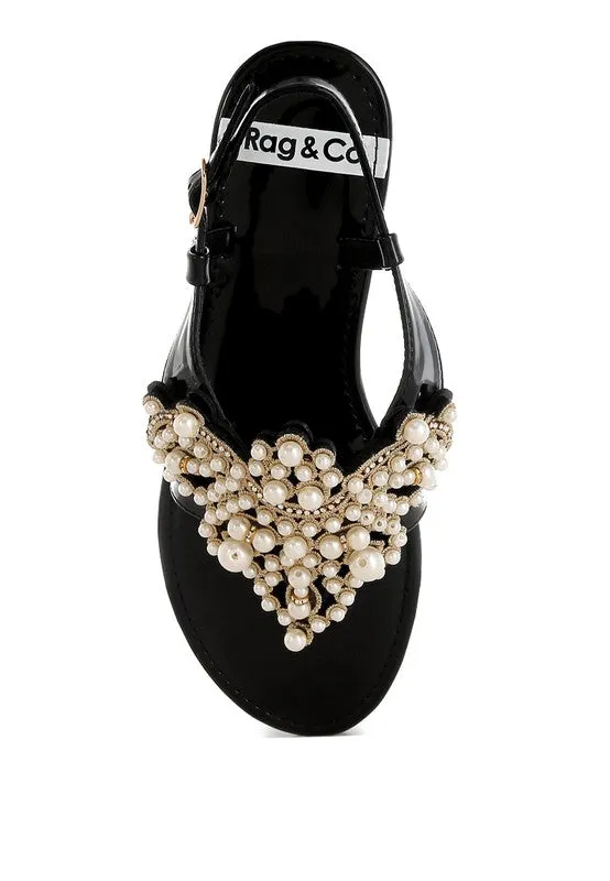 Zalata Pearl Studded Flats